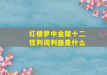 红楼梦中金陵十二钗判词判曲是什么