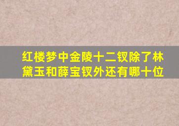 红楼梦中金陵十二钗除了林黛玉和薛宝钗外还有哪十位