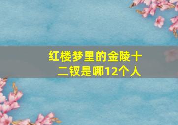 红楼梦里的金陵十二钗是哪12个人