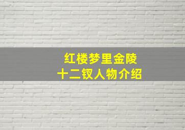 红楼梦里金陵十二钗人物介绍