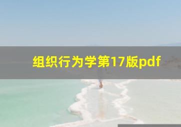 组织行为学第17版pdf