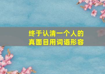 终于认清一个人的真面目用词语形容