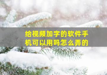 给视频加字的软件手机可以用吗怎么弄的