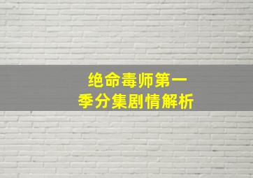 绝命毒师第一季分集剧情解析