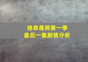 绝命毒师第一季最后一集剧情分析