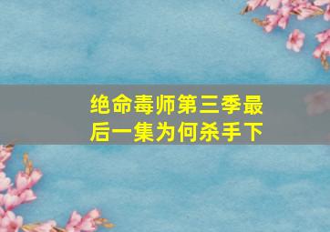 绝命毒师第三季最后一集为何杀手下