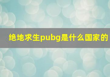 绝地求生pubg是什么国家的