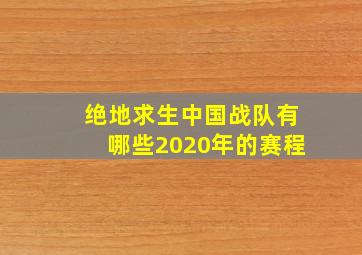 绝地求生中国战队有哪些2020年的赛程