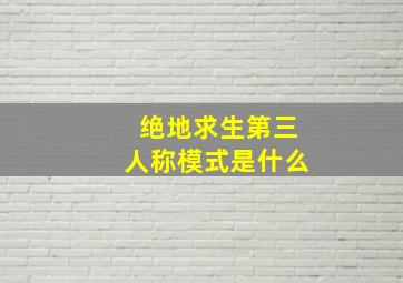 绝地求生第三人称模式是什么