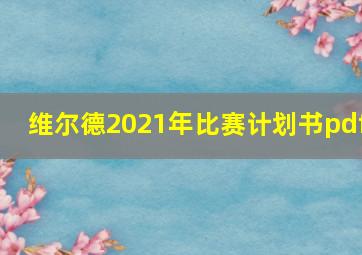 维尔德2021年比赛计划书pdf