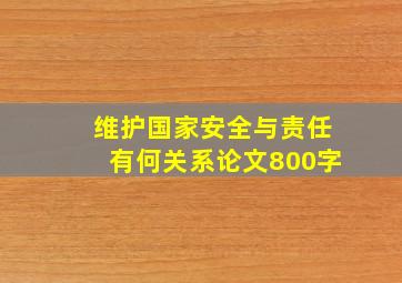 维护国家安全与责任有何关系论文800字