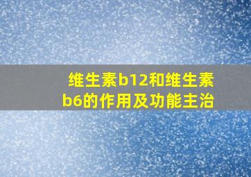 维生素b12和维生素b6的作用及功能主治