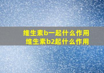 维生素b一起什么作用维生素b2起什么作用