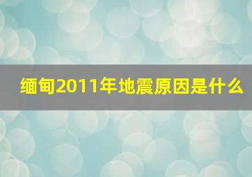 缅甸2011年地震原因是什么