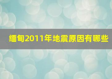 缅甸2011年地震原因有哪些