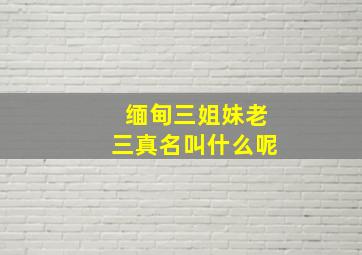 缅甸三姐妹老三真名叫什么呢