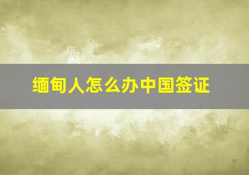 缅甸人怎么办中国签证