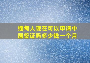 缅甸人现在可以申请中国签证吗多少钱一个月