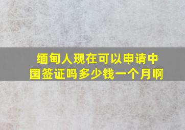 缅甸人现在可以申请中国签证吗多少钱一个月啊