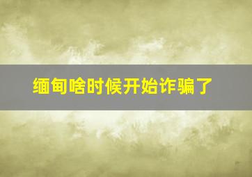 缅甸啥时候开始诈骗了