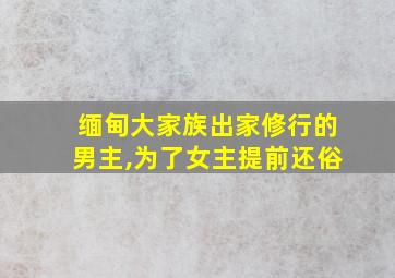 缅甸大家族出家修行的男主,为了女主提前还俗