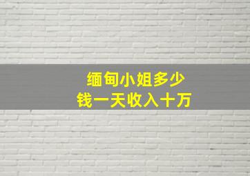 缅甸小姐多少钱一天收入十万