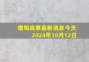 缅甸战事最新消息今天2024年10月12日