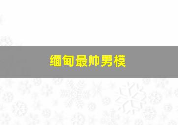 缅甸最帅男模