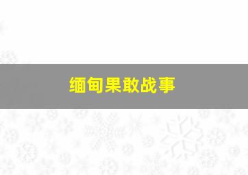 缅甸果敢战事