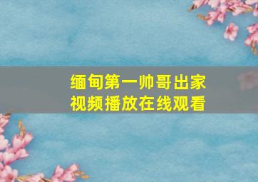 缅甸第一帅哥出家视频播放在线观看