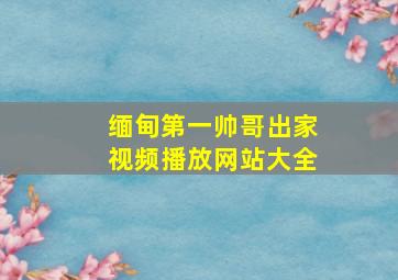 缅甸第一帅哥出家视频播放网站大全