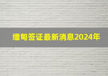 缅甸签证最新消息2024年