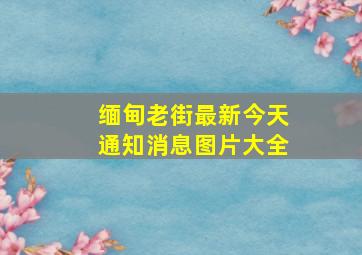 缅甸老街最新今天通知消息图片大全