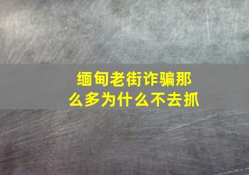 缅甸老街诈骗那么多为什么不去抓