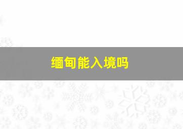 缅甸能入境吗