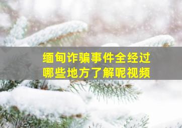 缅甸诈骗事件全经过哪些地方了解呢视频