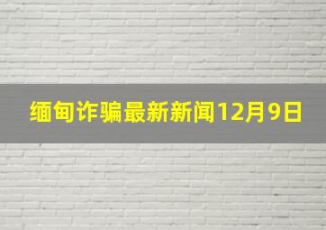 缅甸诈骗最新新闻12月9日