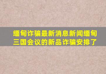 缅甸诈骗最新消息新闻缅甸三国会议的新品诈骗安排了