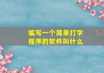 编写一个简单打字程序的软件叫什么