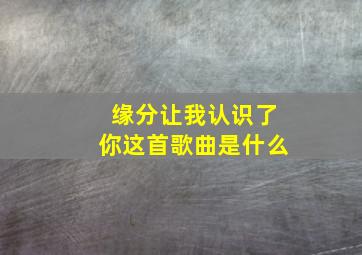 缘分让我认识了你这首歌曲是什么