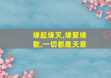 缘起缘灭,缘聚缘散,一切都是天意