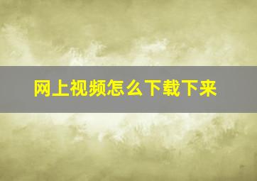 网上视频怎么下载下来