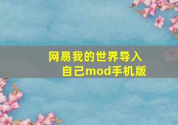 网易我的世界导入自己mod手机版