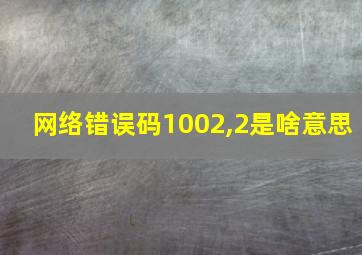 网络错误码1002,2是啥意思