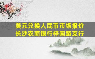 美元兑换人民币市场报价长沙农商银行梓园路支行