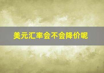 美元汇率会不会降价呢