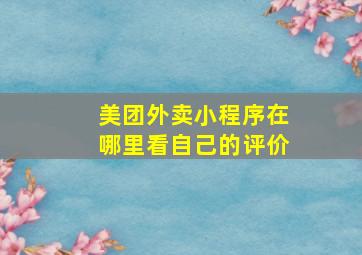 美团外卖小程序在哪里看自己的评价