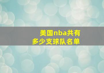 美国nba共有多少支球队名单