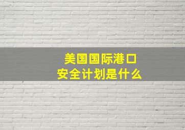 美国国际港口安全计划是什么