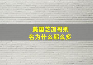 美国芝加哥别名为什么那么多